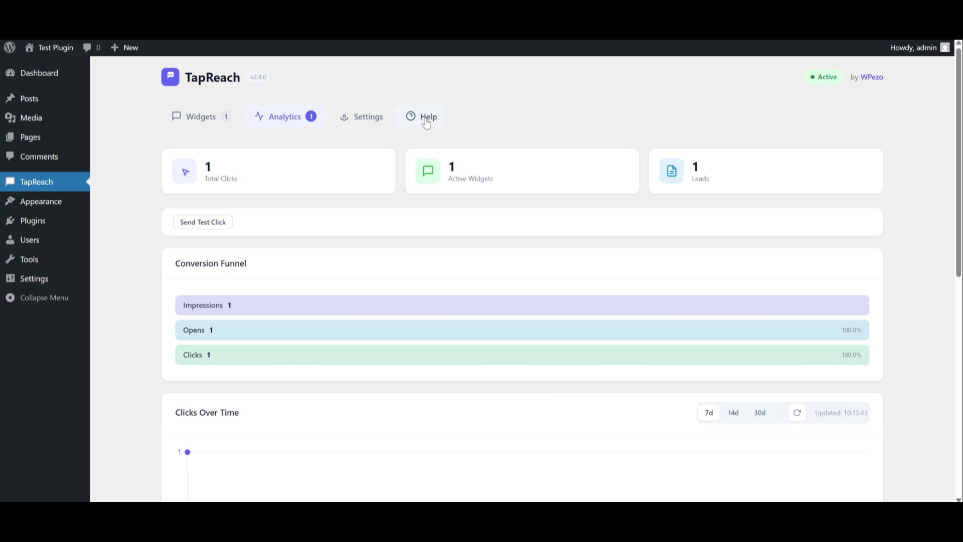 TapReach widget open on a desktop website